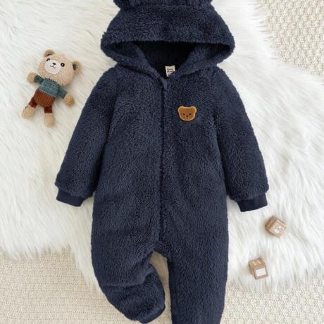 Combinaison épaisse à capuche oreilles de lapin pour bébé garçon